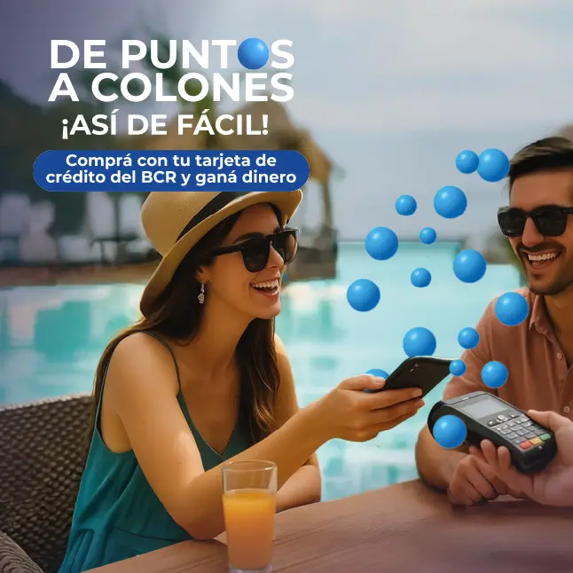 De puntos a colones ¡Así de facil! Compra con tu tarjeta de crédito del BCR y ganá dinero