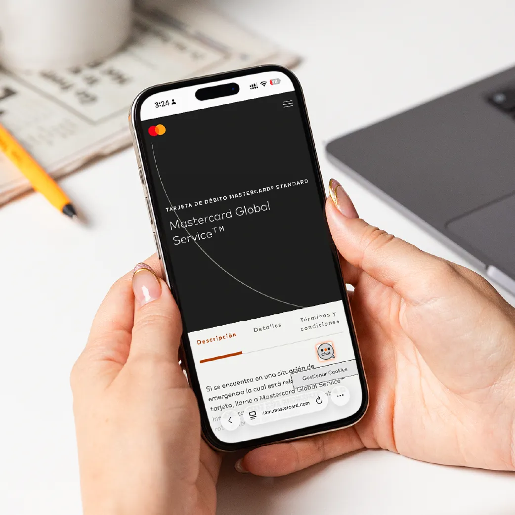Celular mostrando promoción Mastercard