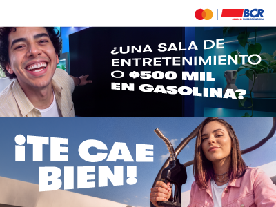 Hombre con sala de entretenimiento y Mujer en gasolinera 