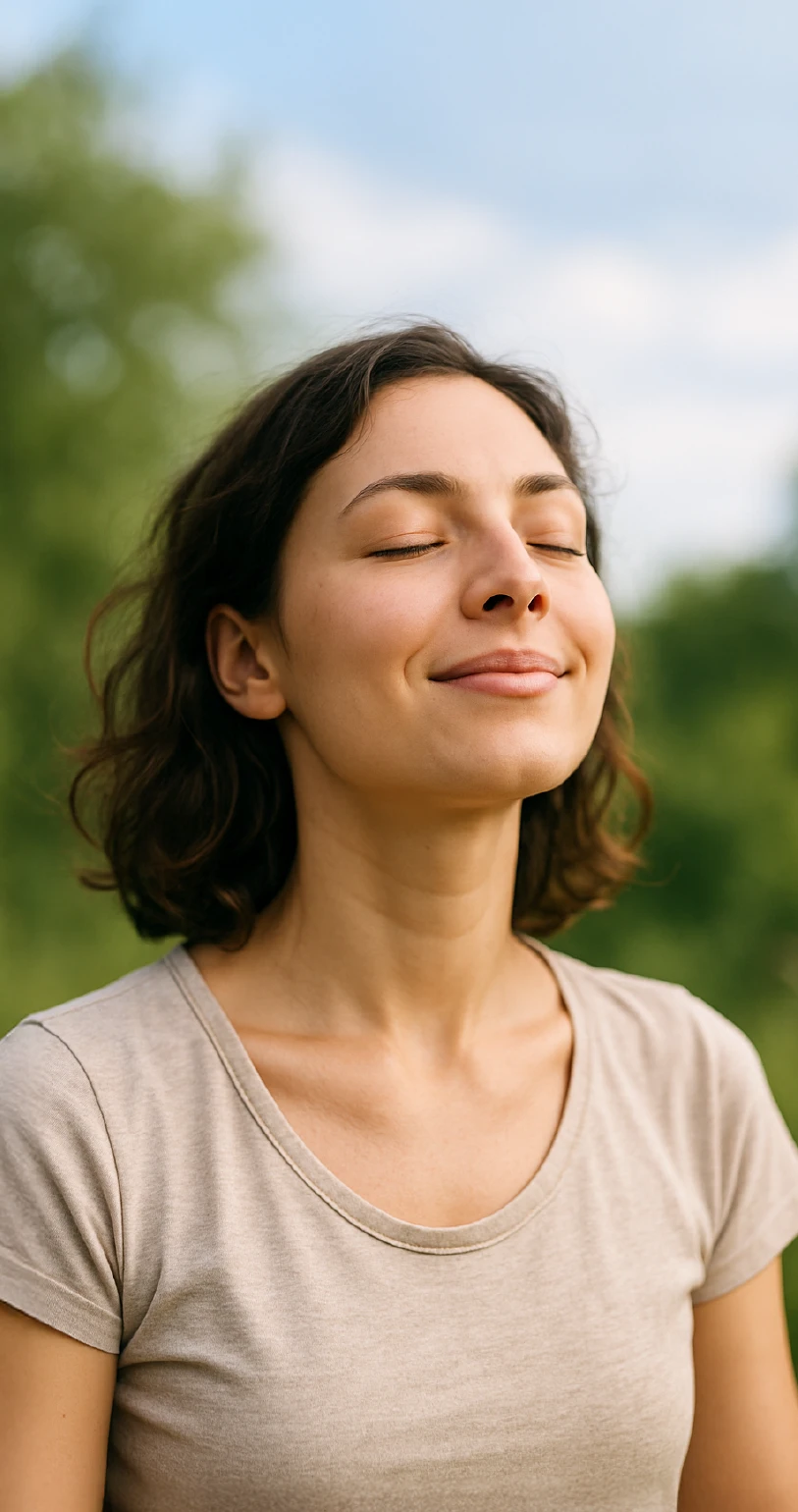 Mujer sonriendo y relajada