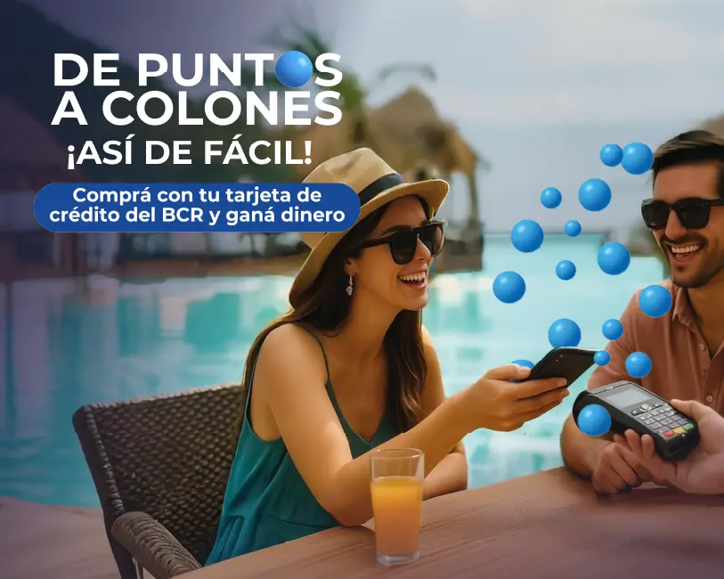 De puntos a colones ¡Así de facil! Compra con tu tarjeta de crédito del BCR y ganá dinero