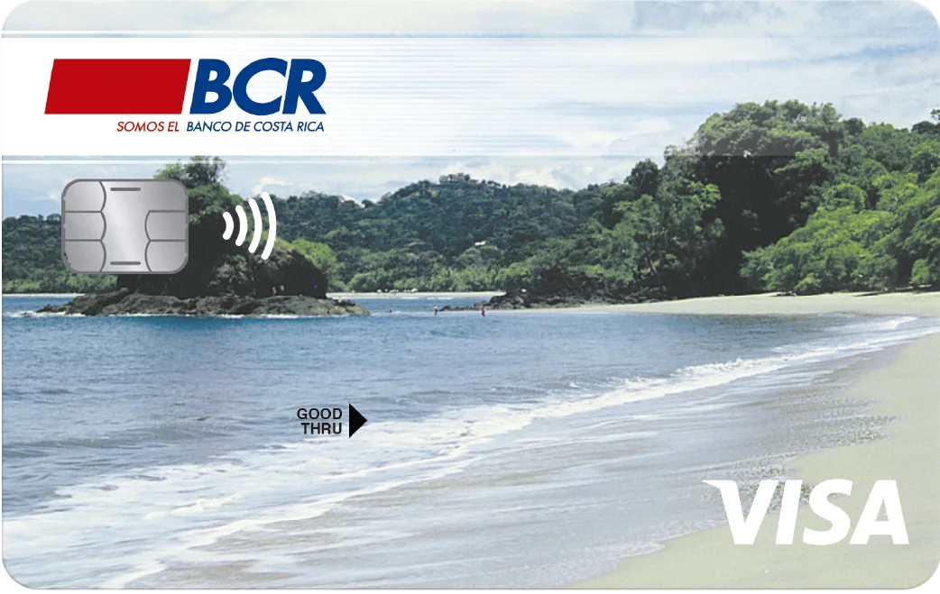 Tarjeta Visa Clásica ilustrada con una playa de Costa Rica