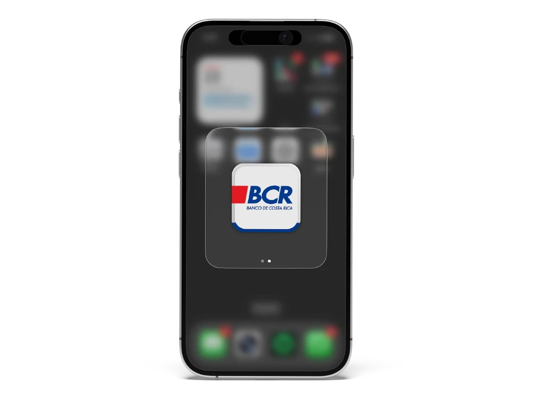 Teléfono celular con la aplicación móvil del BCR