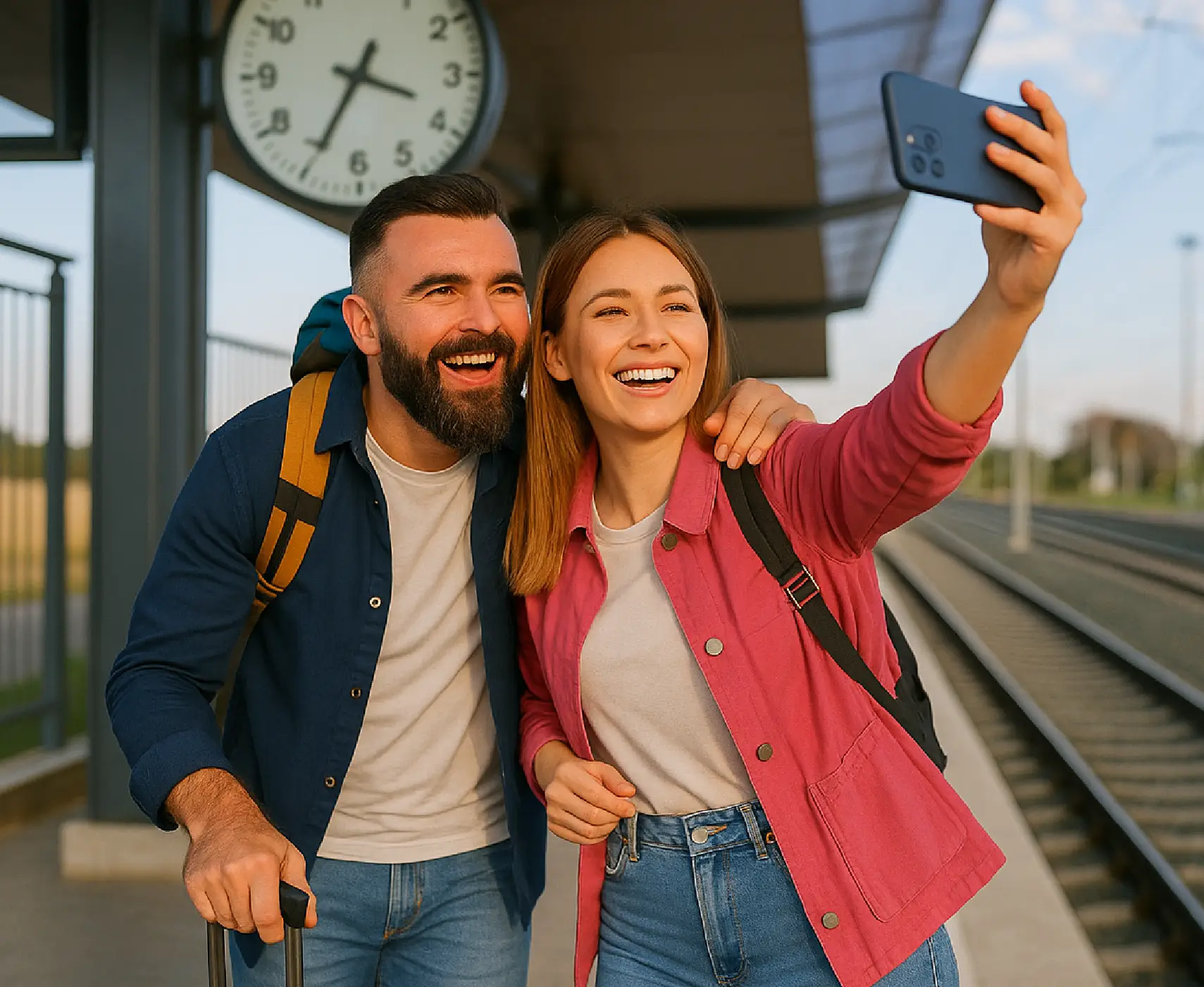 Pareja saliendo de viaje con su préstamo de consumo
