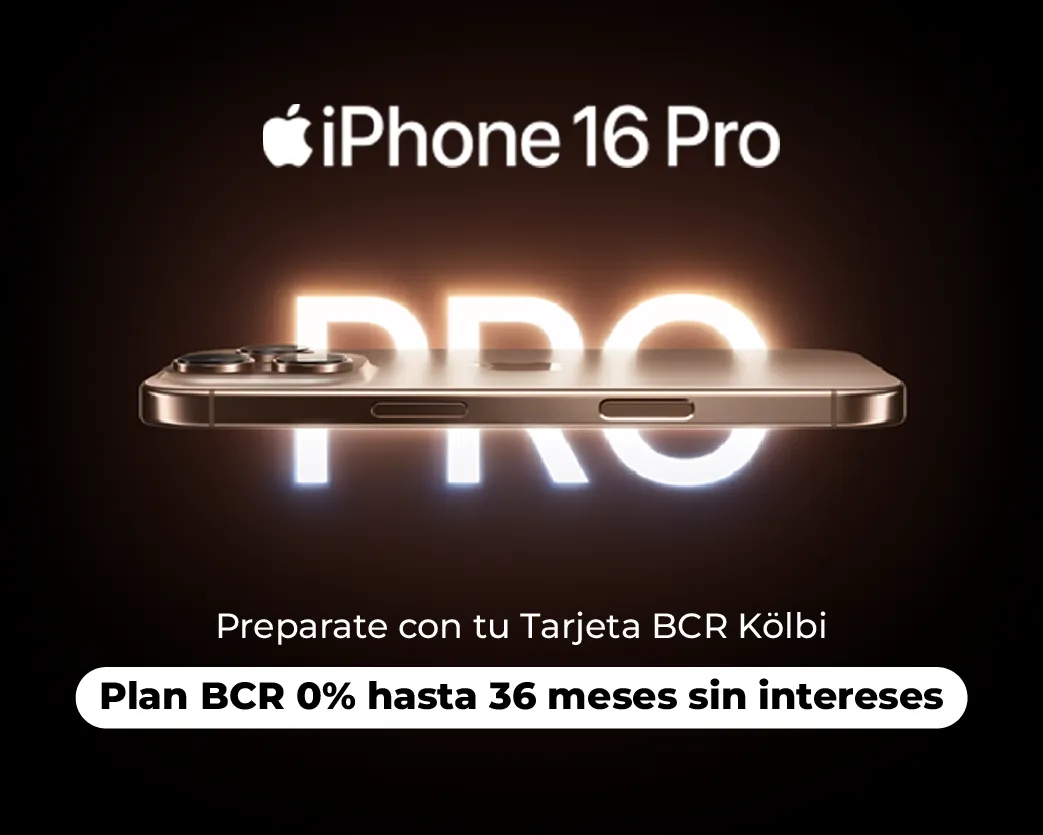 Iphone 16, Preparate con tu Tarjeta BCR Kolbi, Plan BCR 0% hasta 36 meses sin intereses
