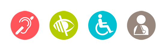 Imagen con íconos de diversos tipos de accesibilidad